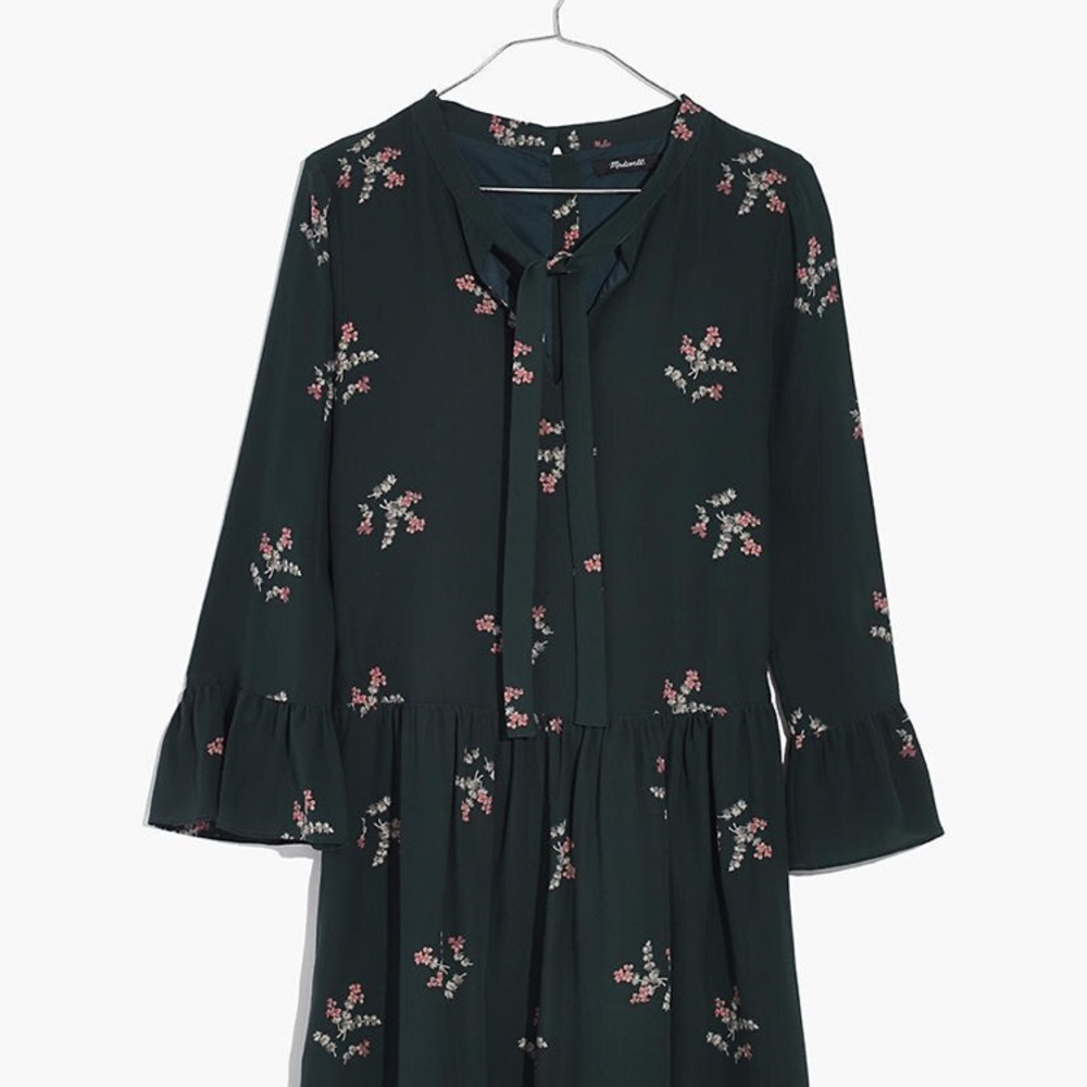Madewell Silk Tie-Neck Dress
